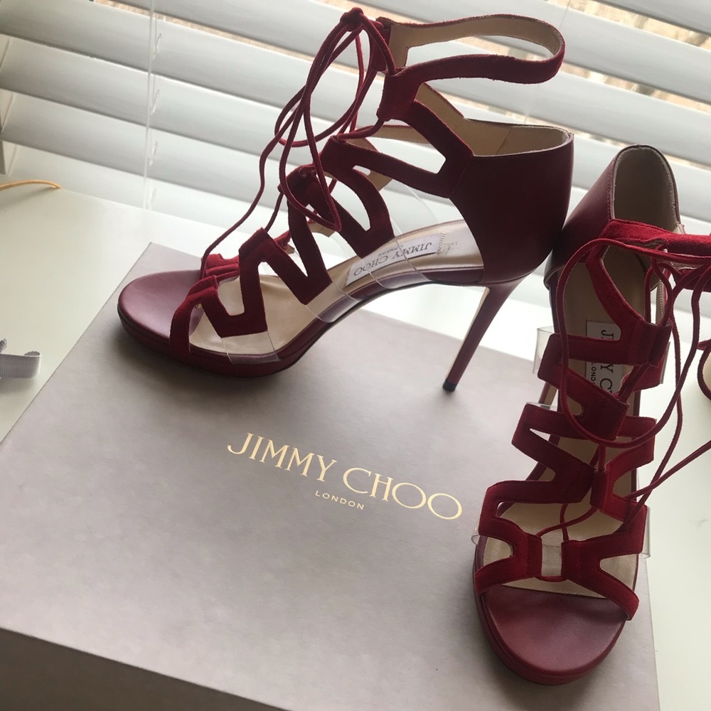 Red strappy jimmy choo heels